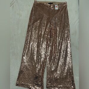 PLUS SIZE Champagne/Pink Sequin Wide Leg Pants *MATCHING PANT SET*
